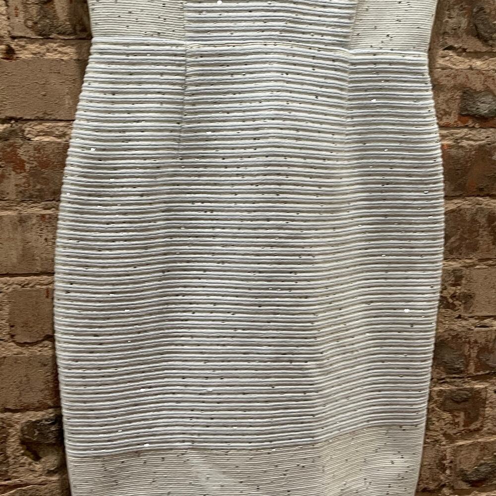 Badgley Mischka Blue and White Striped Sparkle Mini Dress Size 4 - Picture 5 of 8